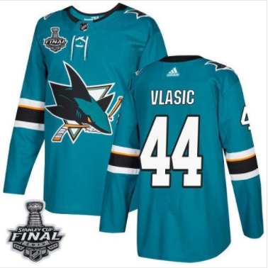 Marc-Edouard Vlasic Sharks Teal Heim Blau 2019 Stanley Cup Final Stitched